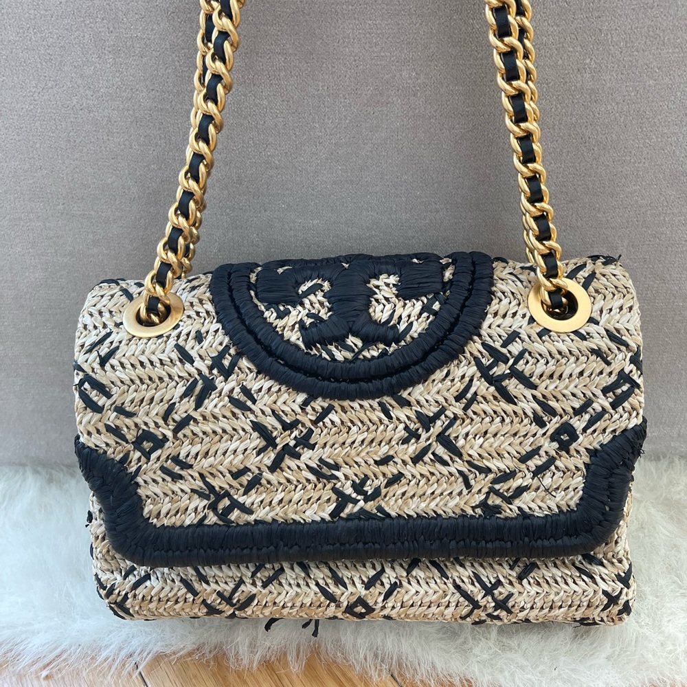 Tory Burch Fleming Soft Straw Small Convertible Shoulder Bag/Crossbody